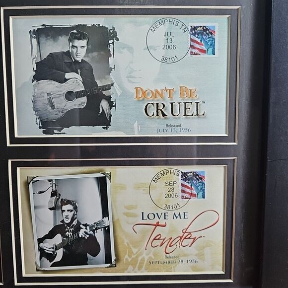 Elvis Presley’s 2006 Stamps Framed #1 Hits 50th Anniversary USPS 22'' x 18'' - Picture 7 of 11
